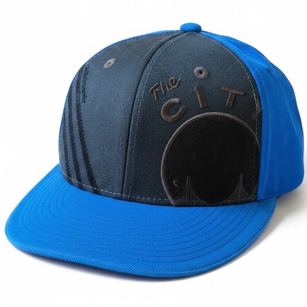 RARE Adidas Golden State Warriors Flexfit 210 Hat Colorblock Blue Black Trefoil